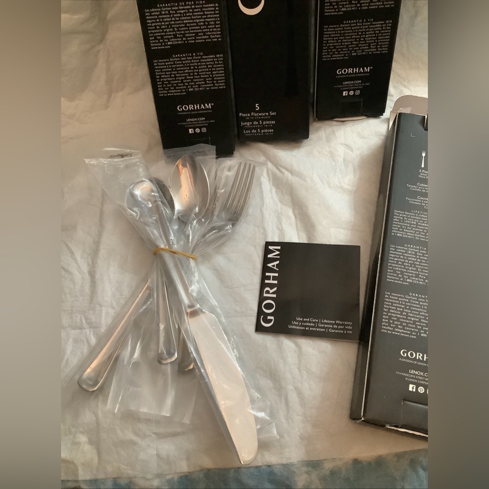 Gorham Crate & Barrel SCOOP Mirror 20-Piece Flatware Set New In Box - Picture 10 of 13